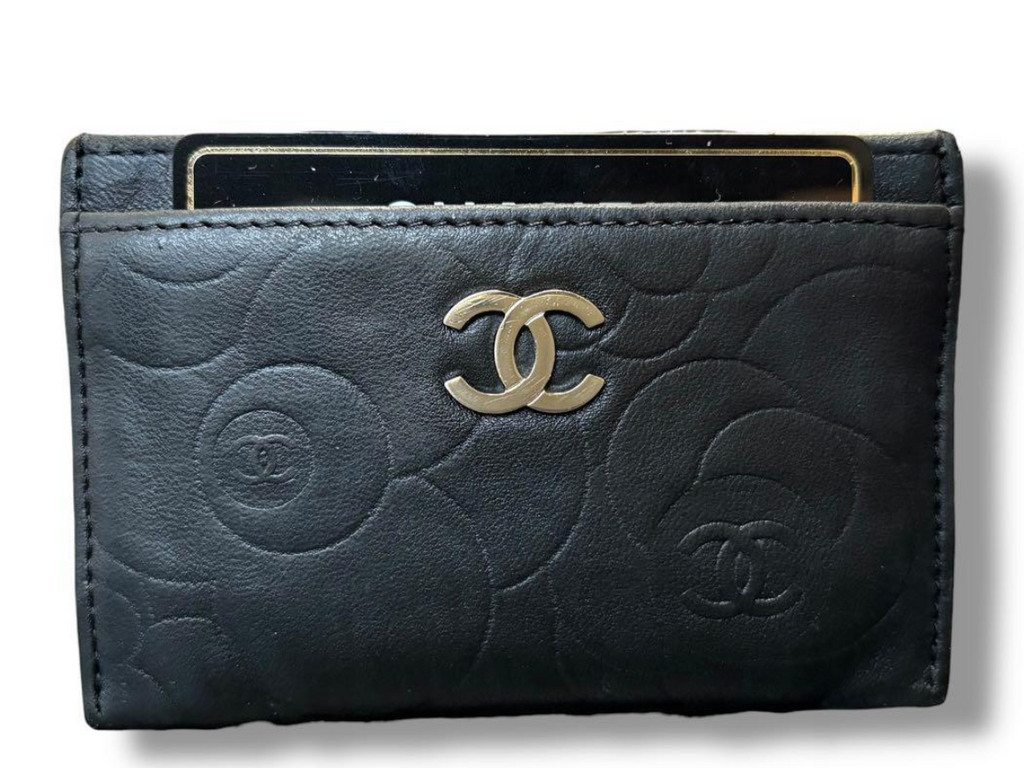 Porte-Cartes Chanel Camélia Noir – CC Logo Card Holder