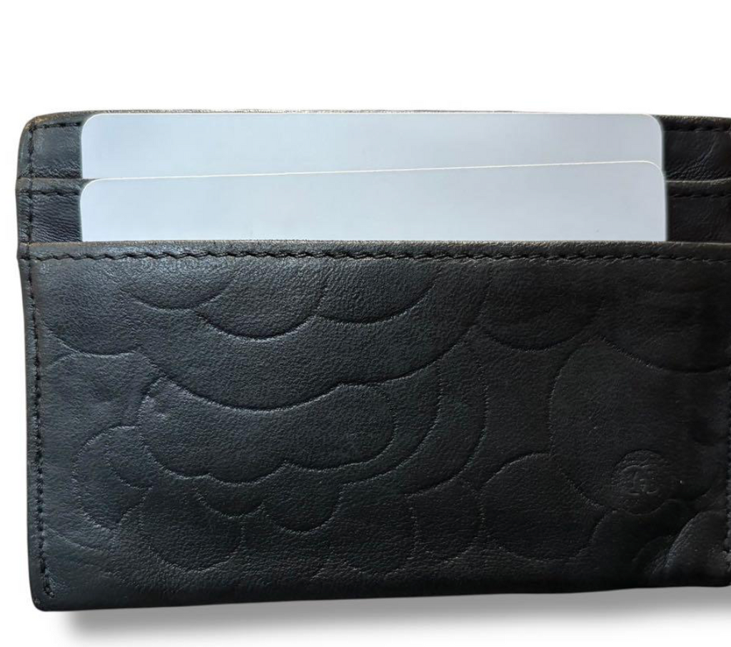 Porte-Cartes Chanel Camélia Noir – CC Logo Card Holder