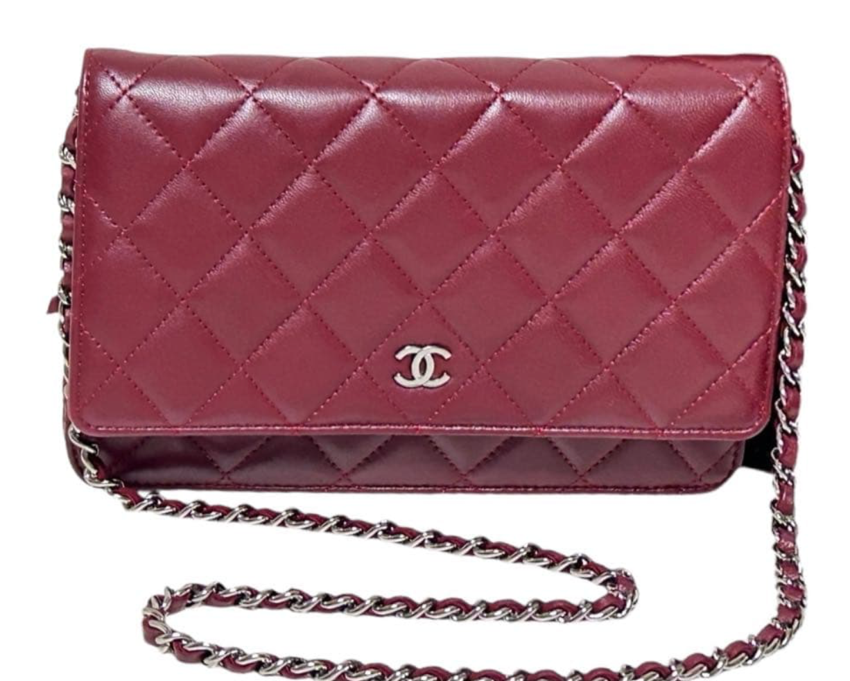 Chanel Wallet on Chain WOC Rouge Bordeaux – Lambskin Chaîne Argent