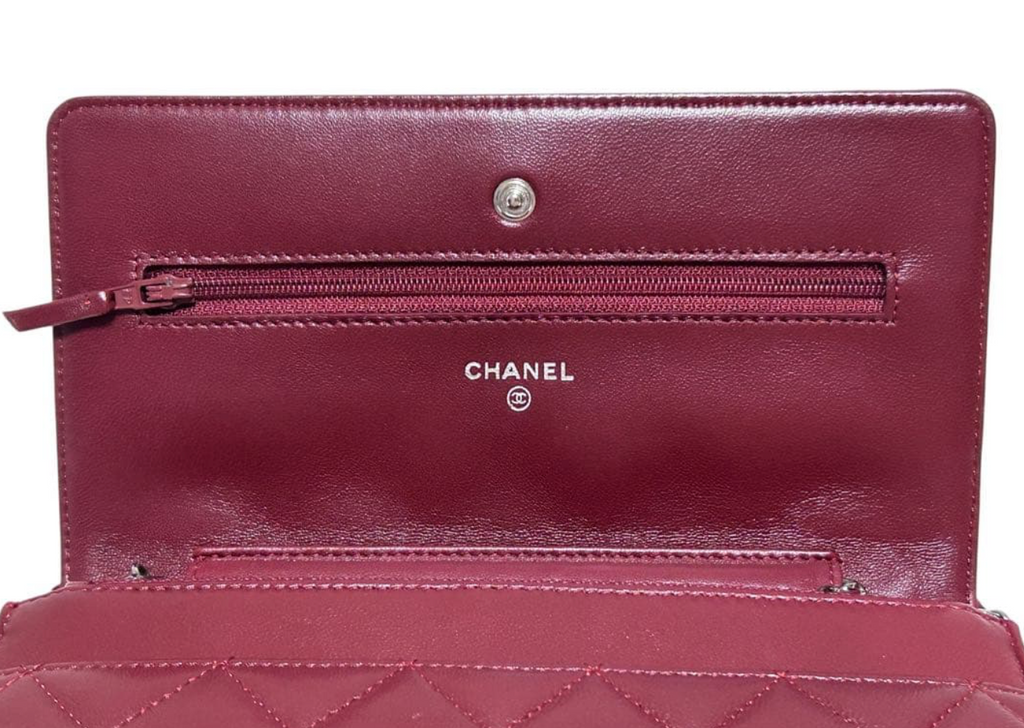 Chanel Wallet on Chain WOC Rouge Bordeaux – Lambskin Chaîne Argent