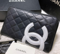 Portefeuille Chanel Cambon Ligne Zippé Noir – CC Matelassé Lambskin (Boîte & Carte)