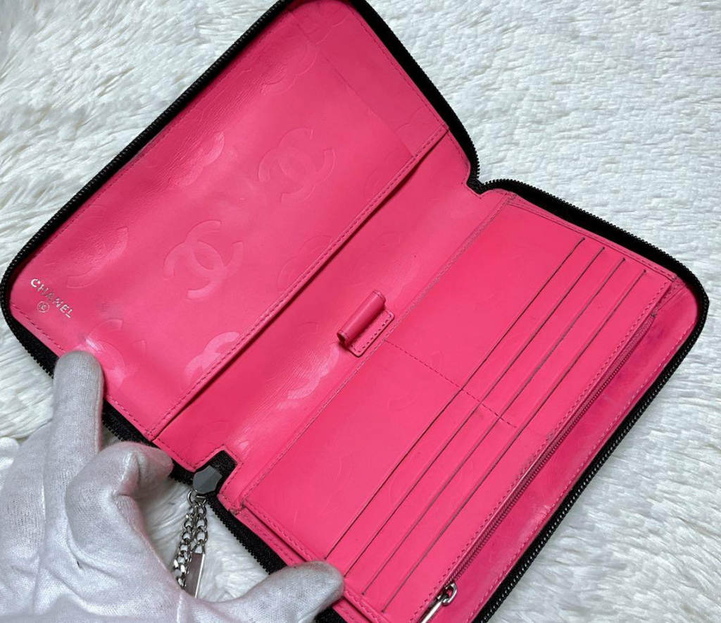 Portefeuille Chanel Cambon Ligne Zippé Noir – CC Matelassé Lambskin (Boîte & Carte)