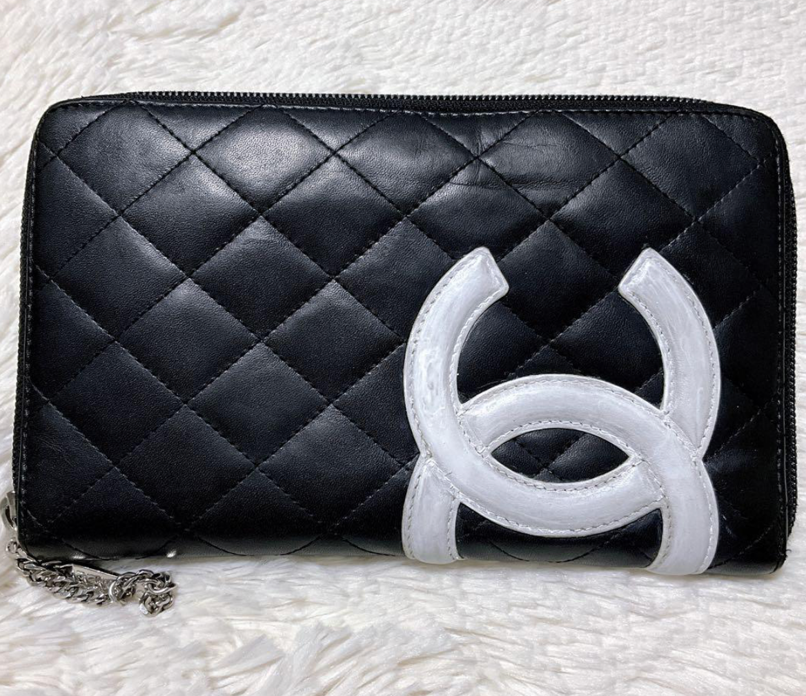 Portefeuille Chanel Cambon Ligne Zippé Noir – CC Matelassé Lambskin (Boîte & Carte)