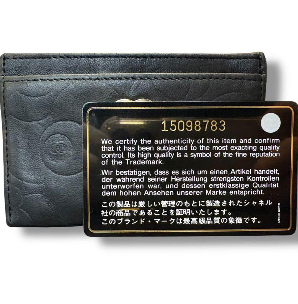 Porte-Cartes Chanel Camélia Noir – CC Logo Card Holder