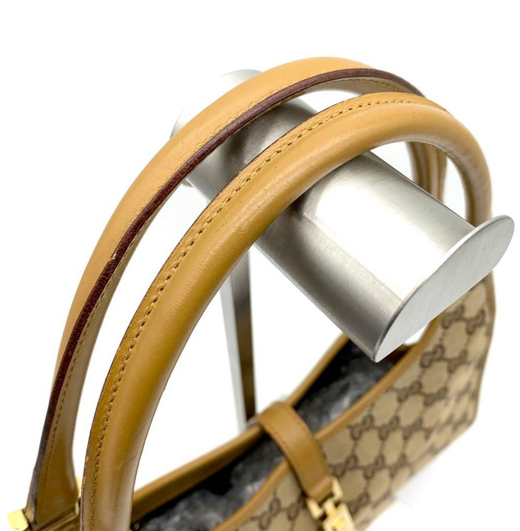 Gucci Jackie GG Canvas – Sac épaule beige & cuir marron