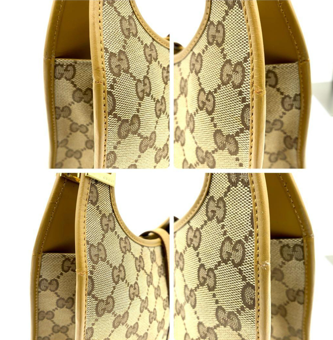Gucci Jackie GG Canvas – Sac épaule beige & cuir marron