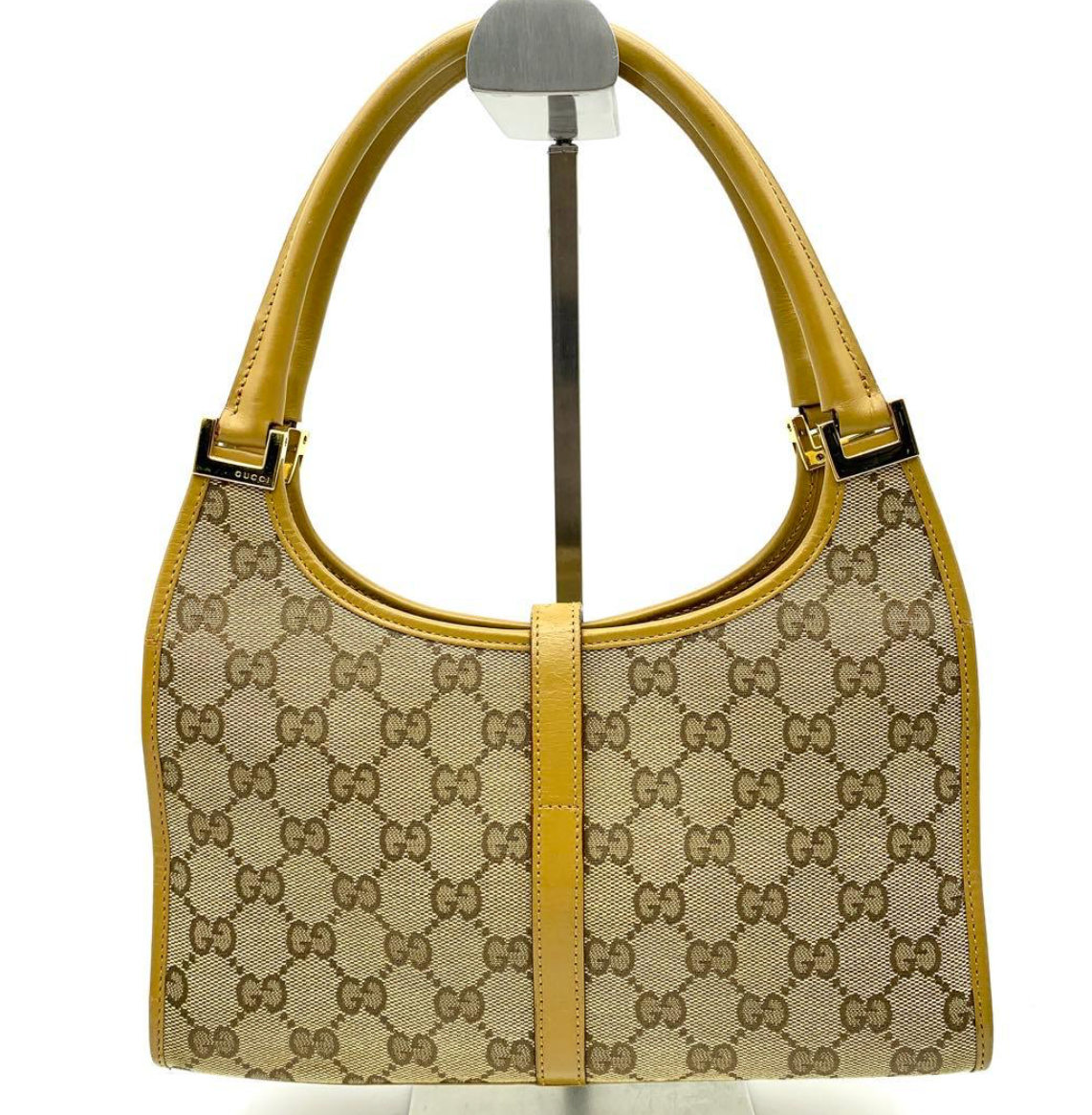 Gucci Jackie GG Canvas – Sac épaule beige & cuir marron