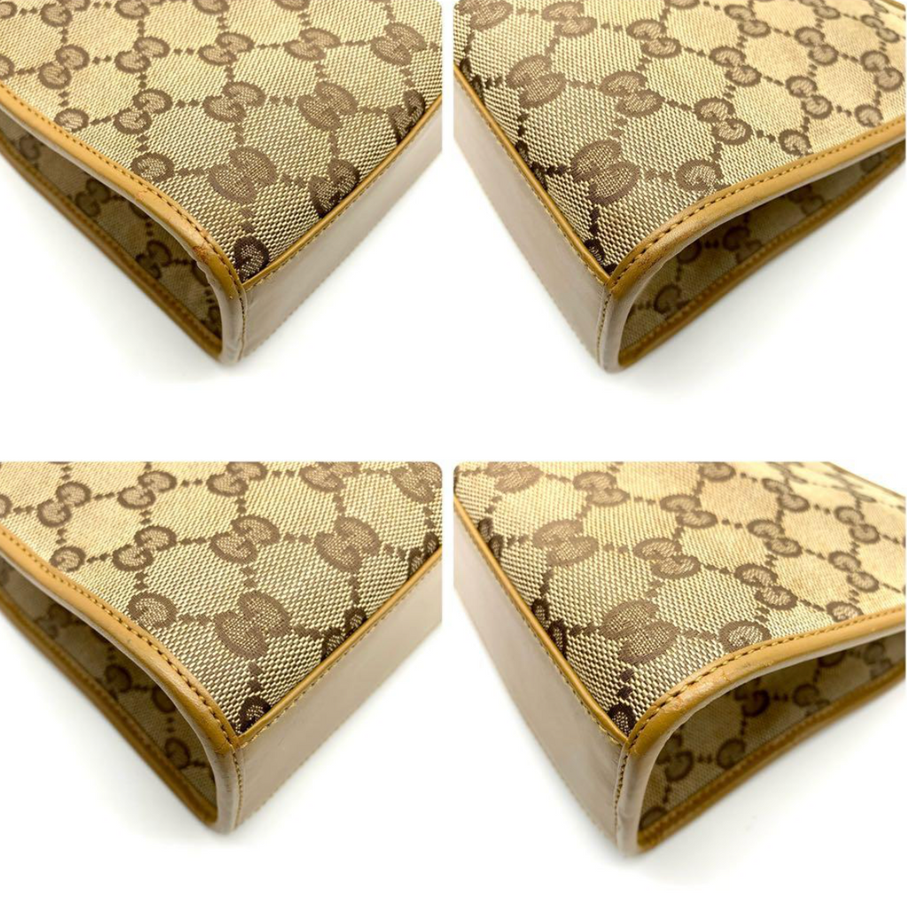 Gucci Jackie GG Canvas – Sac épaule beige & cuir marron