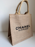 Sac tote CHANEL en lin et jute (novelty)