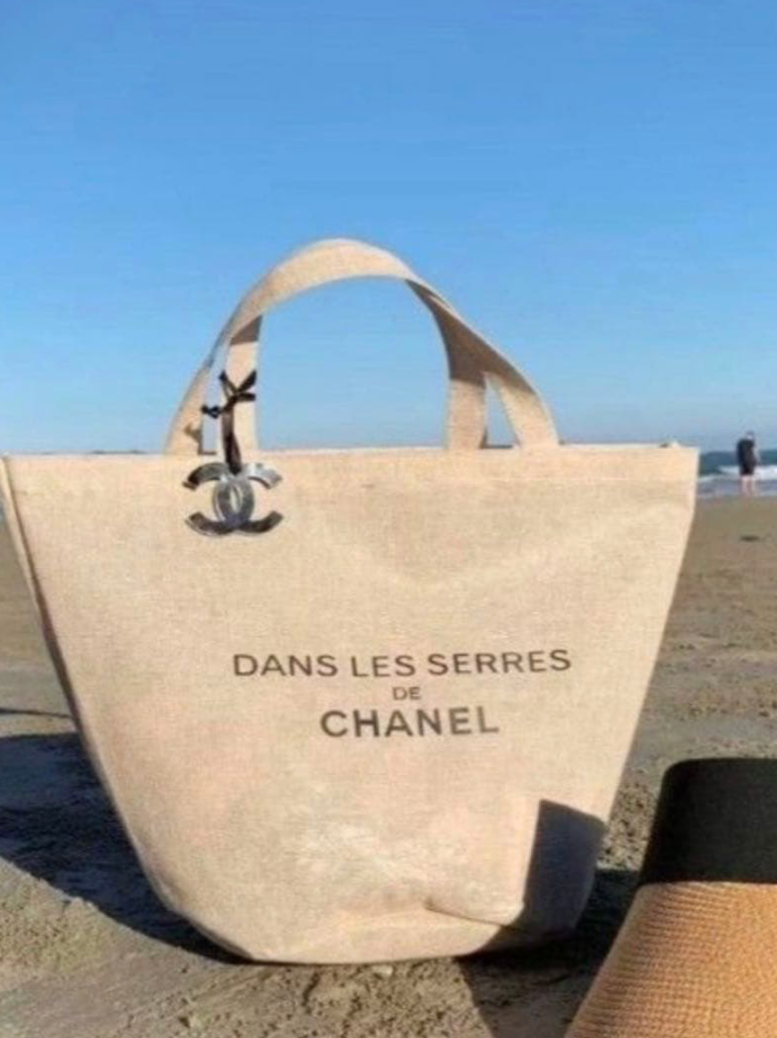 Sac tote CHANEL novelty en lin (jute), éco bag