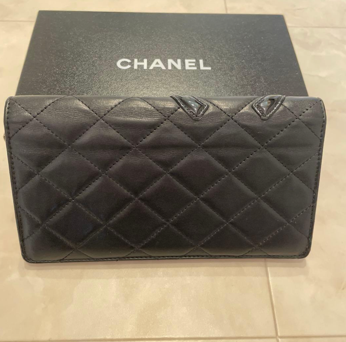 Chanel Cambon Line Long Wallet Black – Portefeuille long en cuir avec boîte