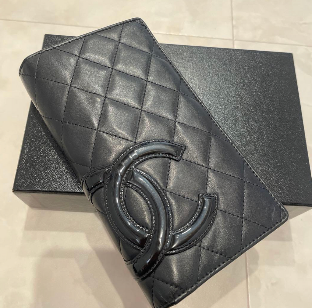 Chanel Cambon Line Long Wallet Black – Portefeuille long en cuir avec boîte