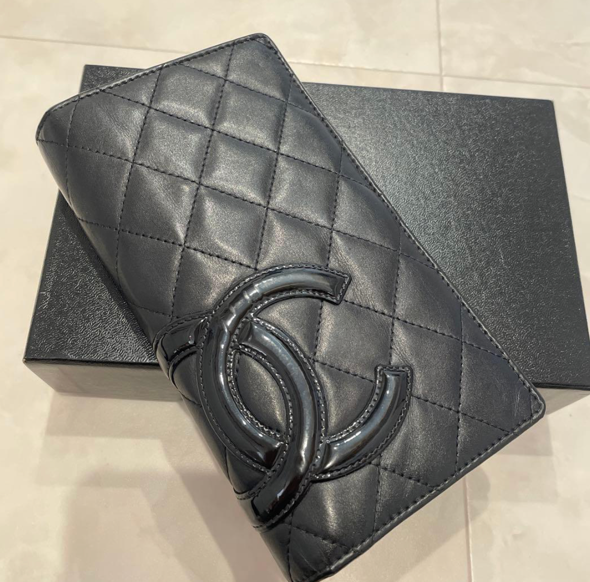 Chanel Cambon Line Long Wallet Black – Portefeuille long en cuir avec boîte