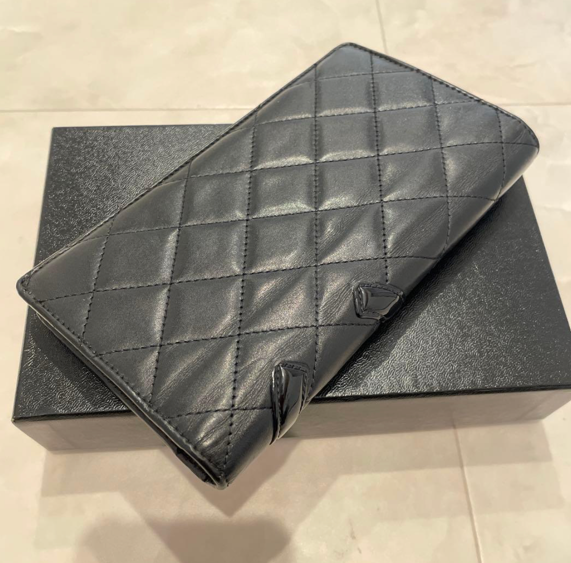 Chanel Cambon Line Long Wallet Black – Portefeuille long en cuir avec boîte