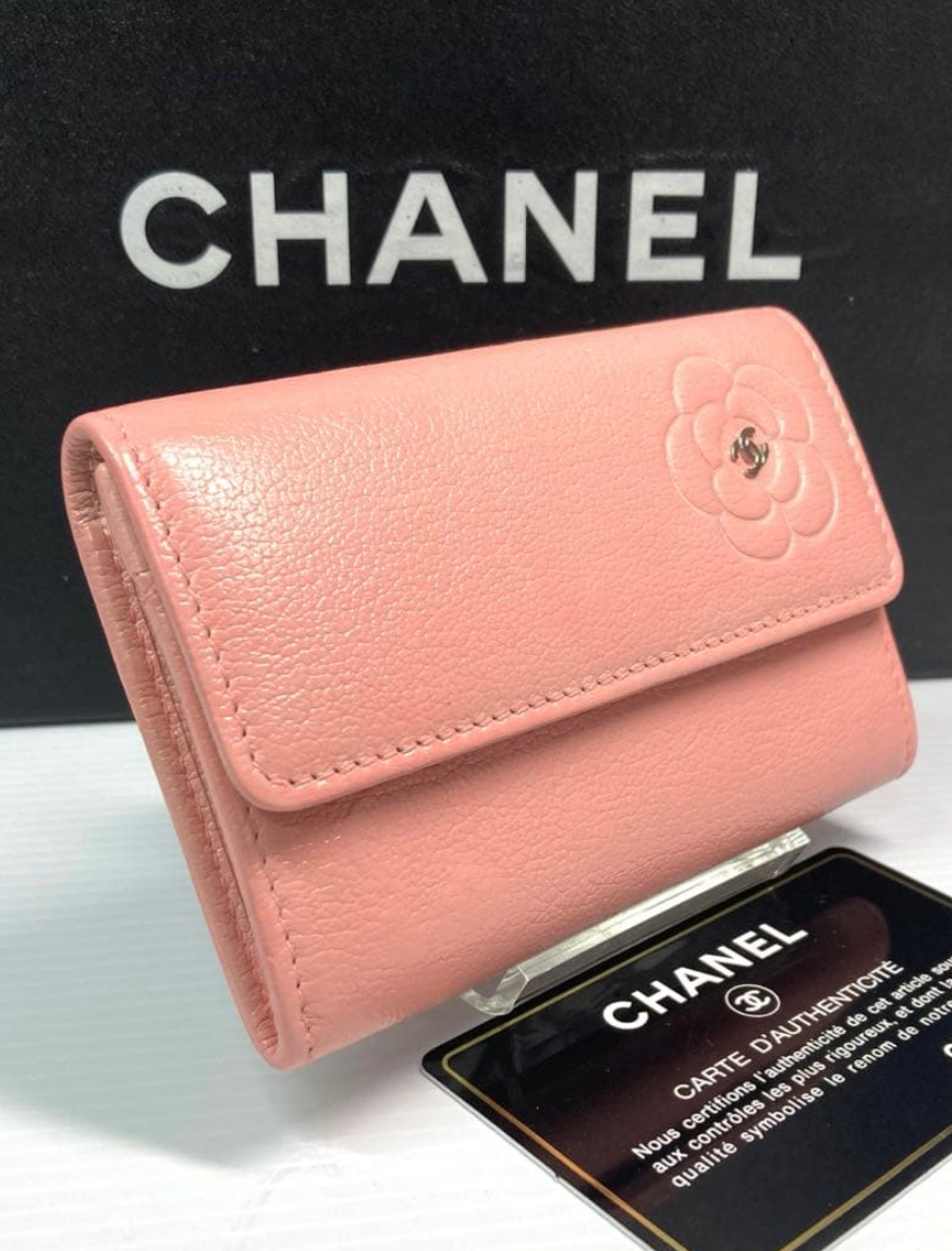 Porte-cartes CHANEL Camélia Rose Cuir Coco Mark