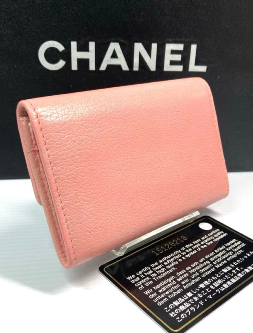 Porte-cartes CHANEL Camélia Rose Cuir Coco Mark