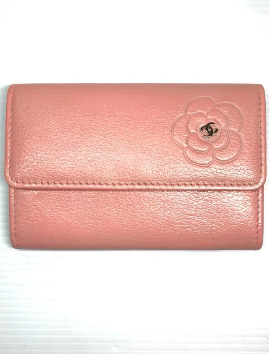 Porte-cartes CHANEL Camélia Rose Cuir Coco Mark