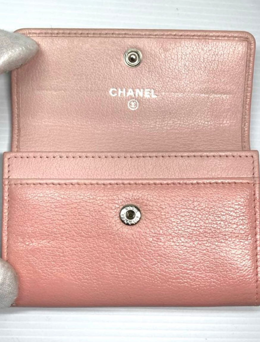 Porte-cartes CHANEL Camélia Rose Cuir Coco Mark