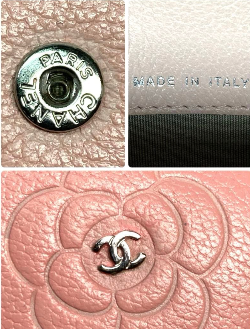 Porte-cartes CHANEL Camélia Rose Cuir Coco Mark