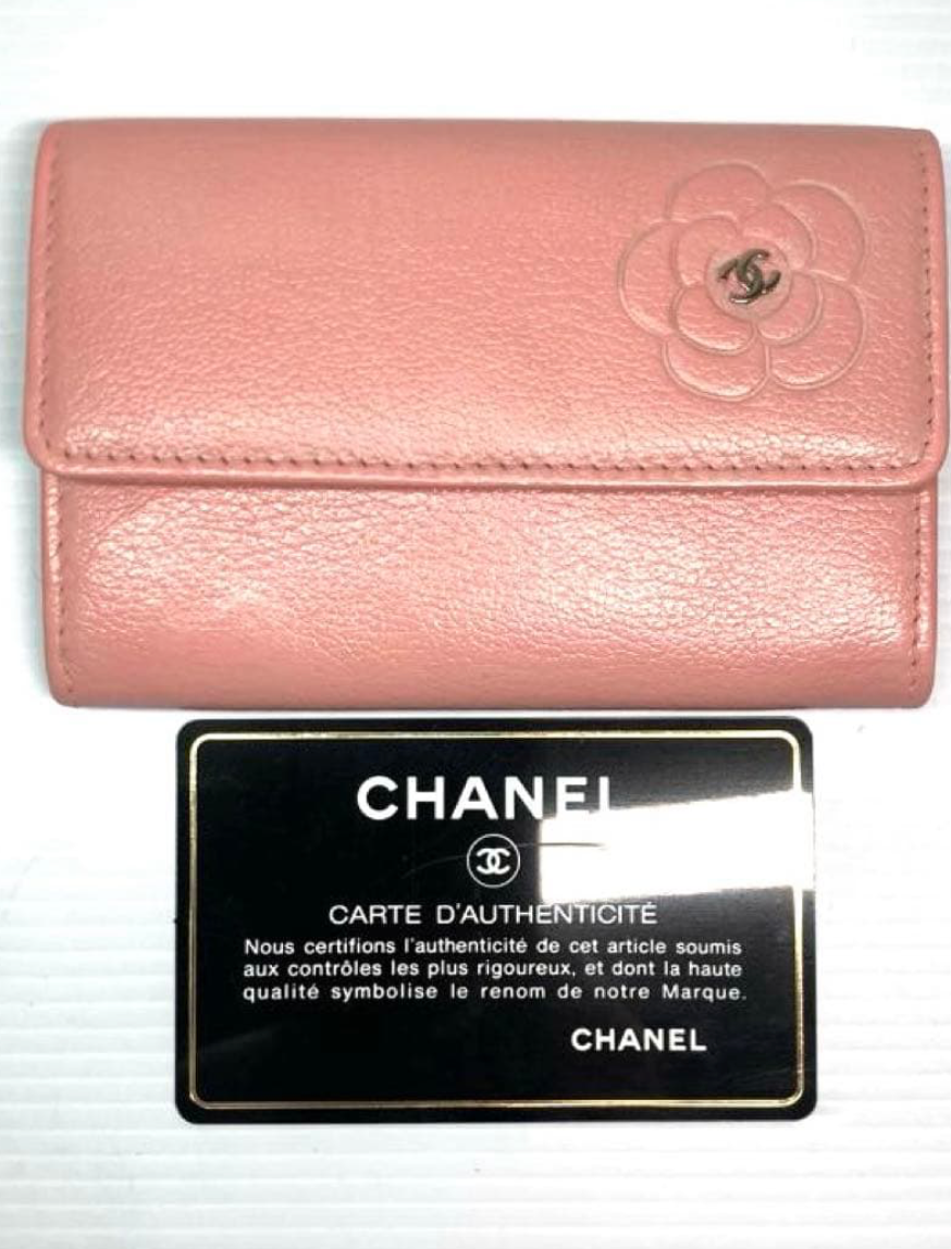 Porte-cartes CHANEL Camélia Rose Cuir Coco Mark
