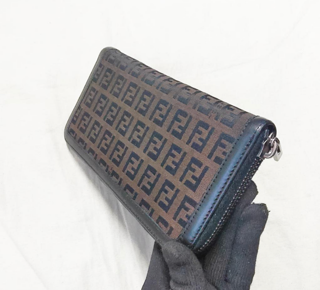 FENDI – Portefeuille Long Zippé FF (Zucca) Vintage