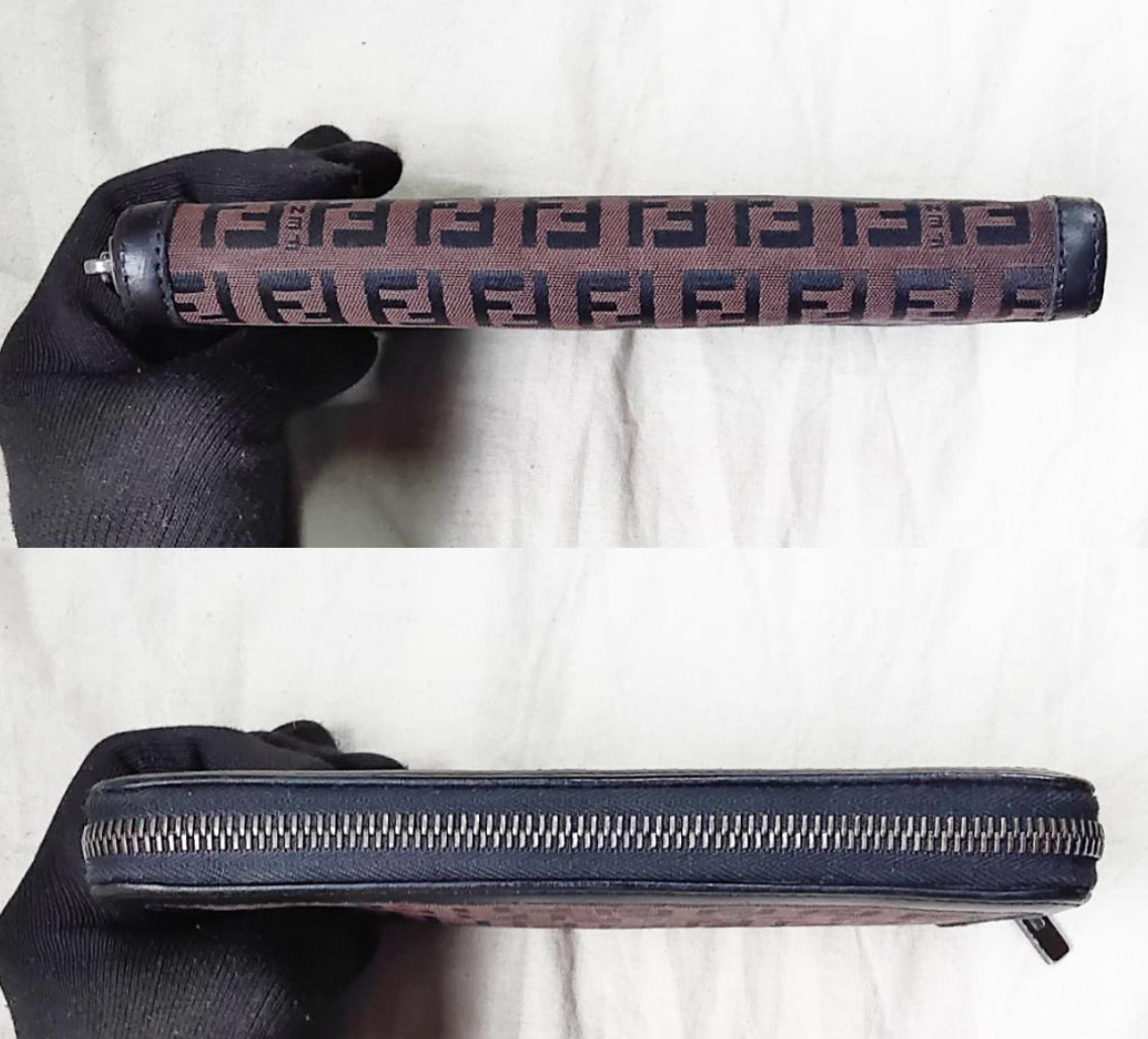 FENDI – Portefeuille Long Zippé FF (Zucca) Vintage