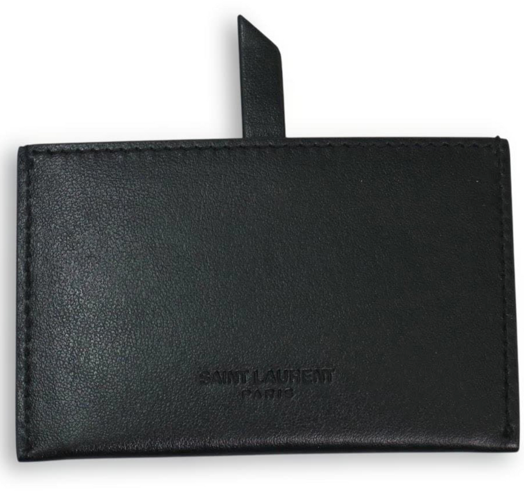 SAINT LAURENT – Porte-cartes Cuir Noir (Pull Tab)