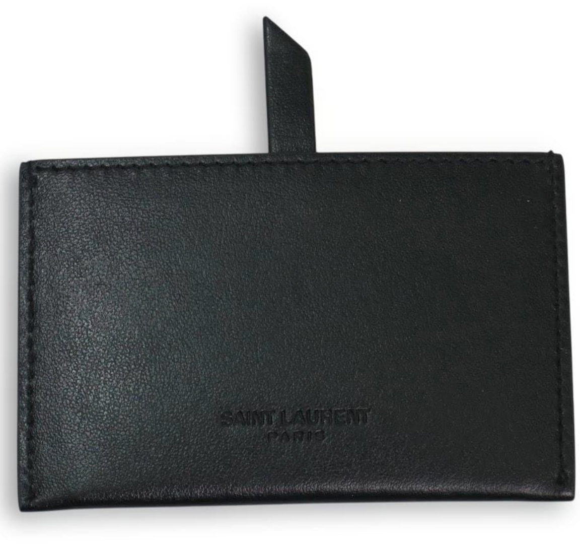 SAINT LAURENT – Porte-cartes Cuir Noir (Pull Tab)