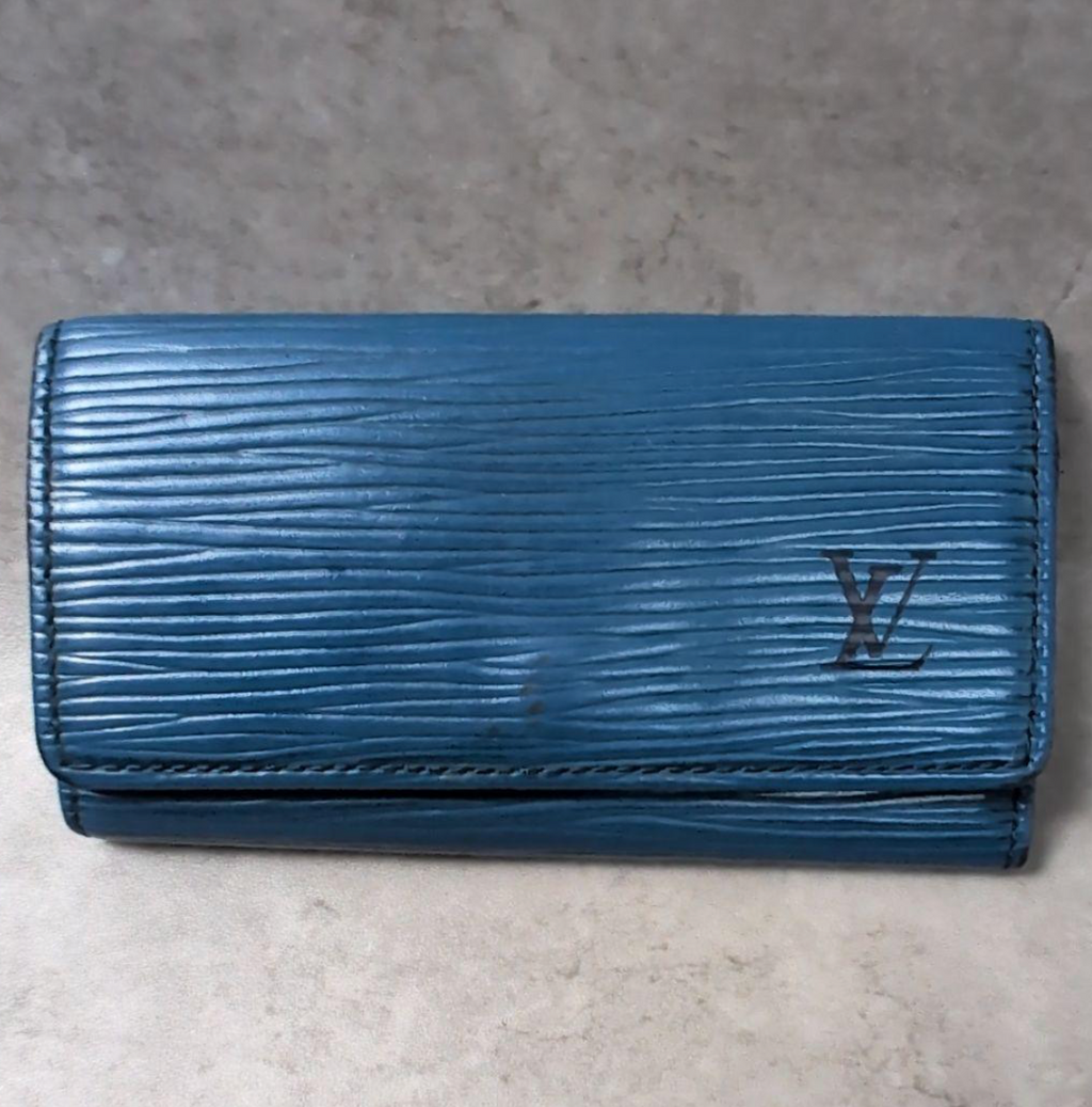 Porte-clés Louis Vuitton Multiclés 4 en cuir Épi bleu (Toledo Blue)
