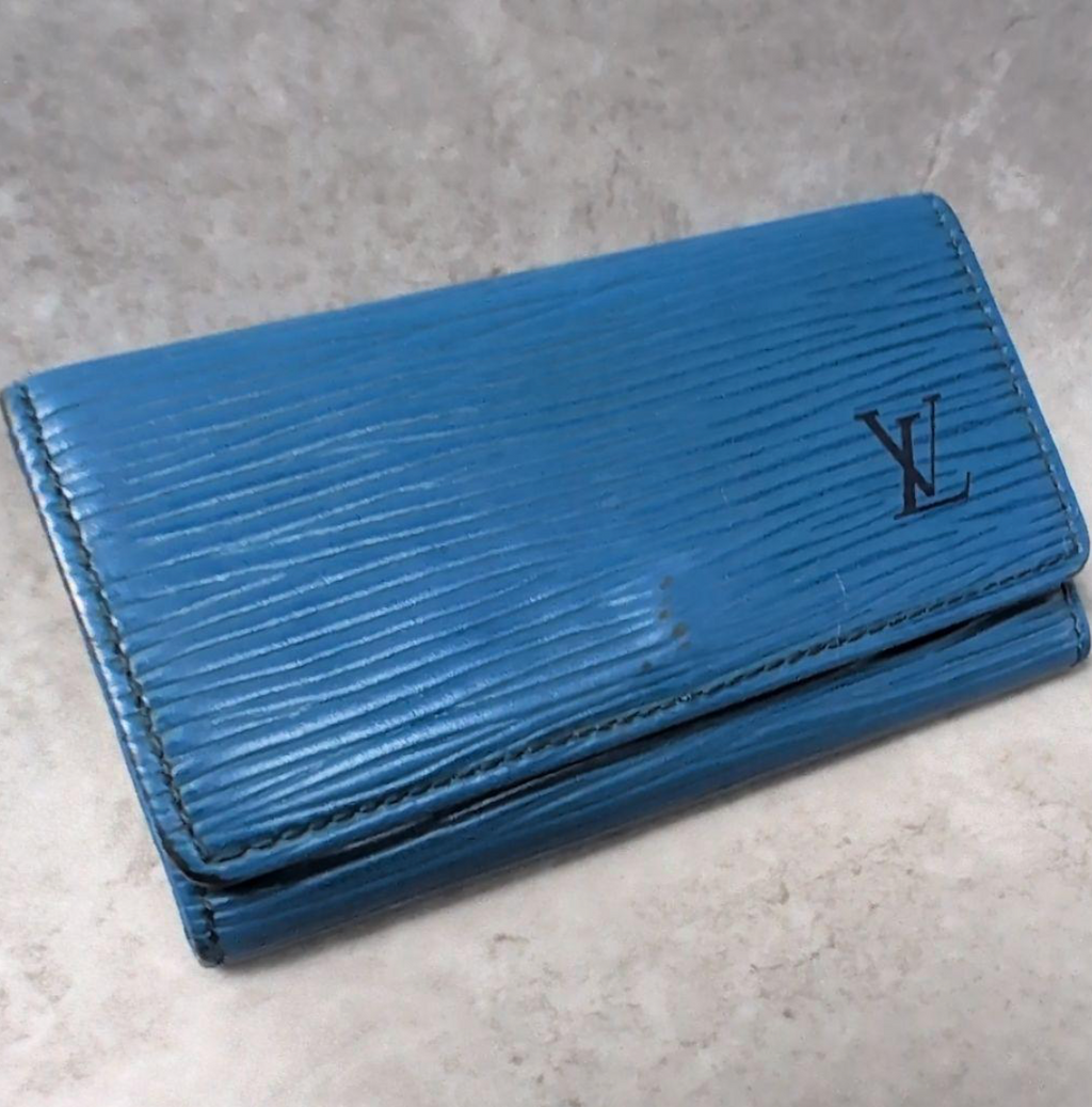 Porte-clés Louis Vuitton Multiclés 4 en cuir Épi bleu (Toledo Blue)