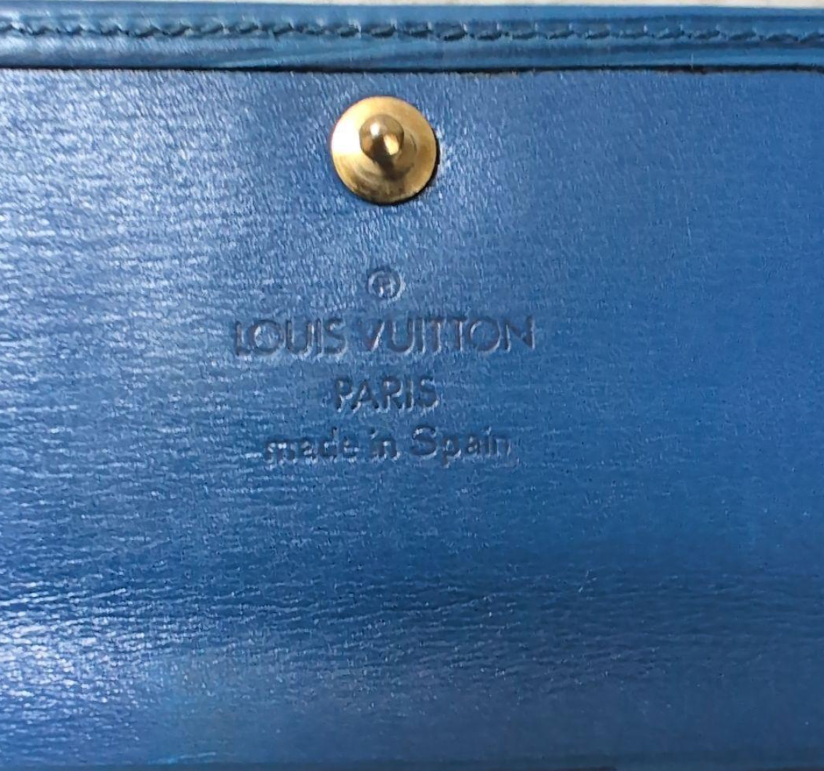 Porte-clés Louis Vuitton Multiclés 4 en cuir Épi bleu (Toledo Blue)