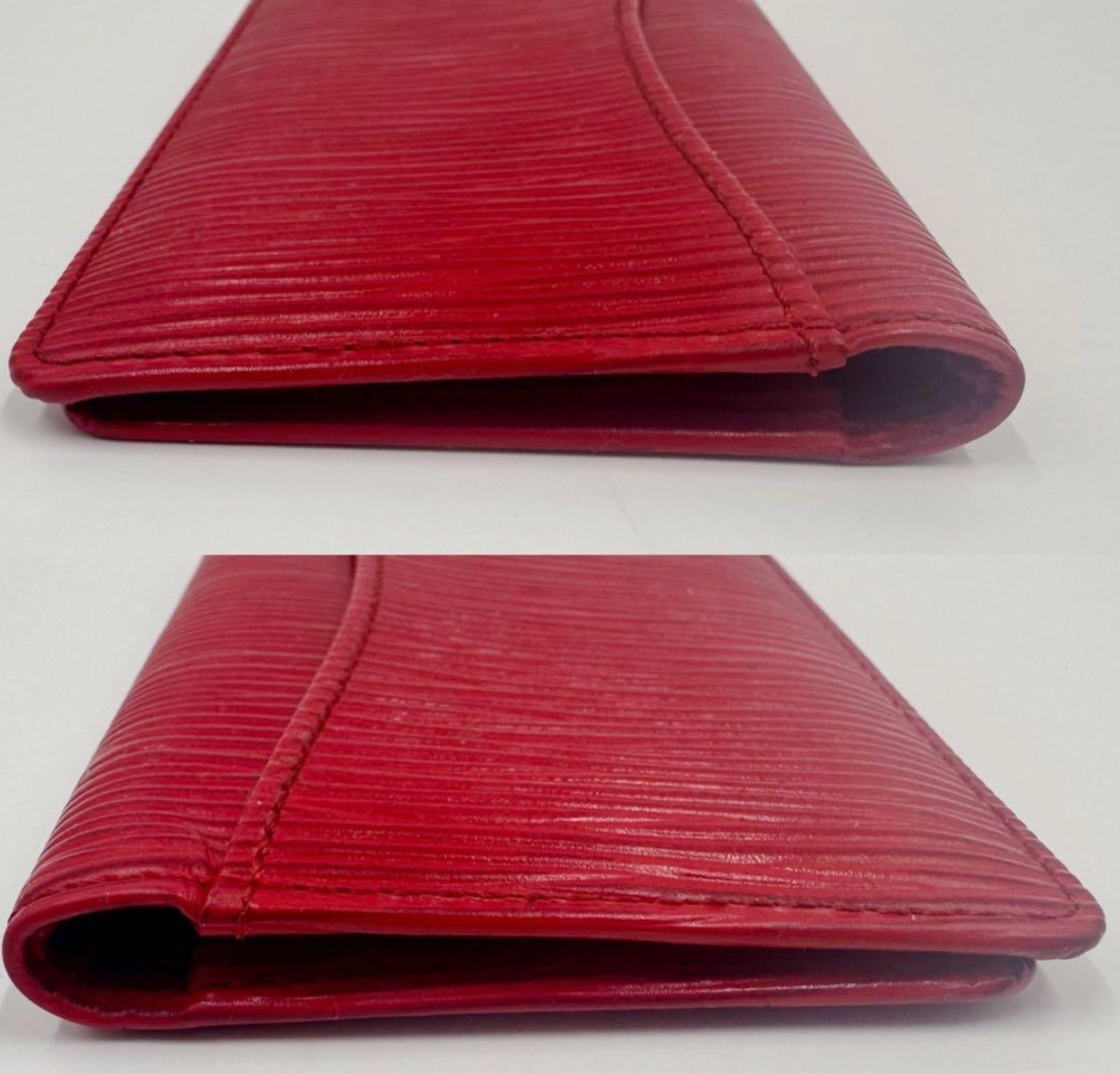 Louis Vuitton Porte-cartes Épi Rouge M56577 – Cuir – Format Vertical – Bon État