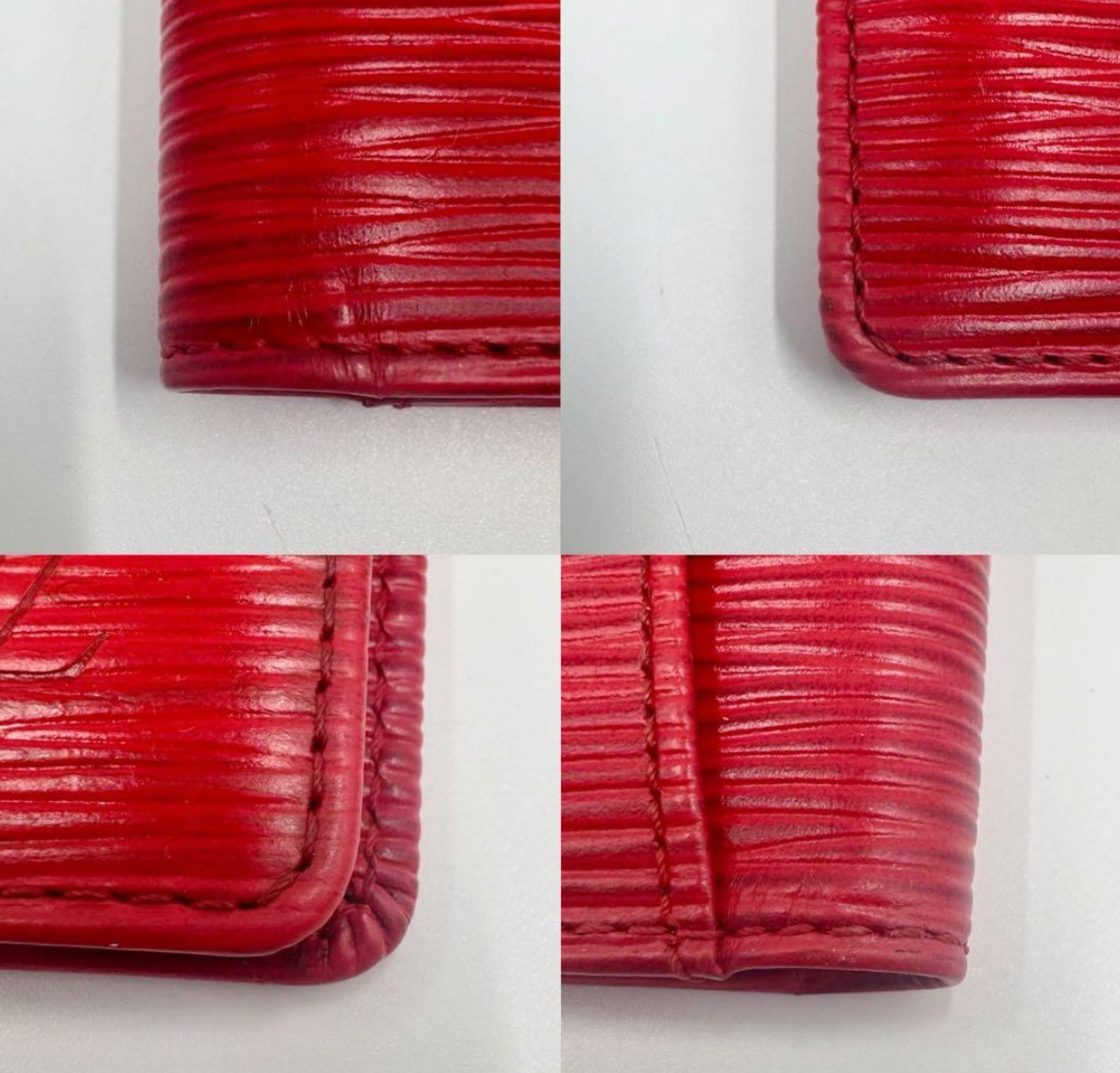 Louis Vuitton Porte-cartes Épi Rouge M56577 – Cuir – Format Vertical – Bon État
