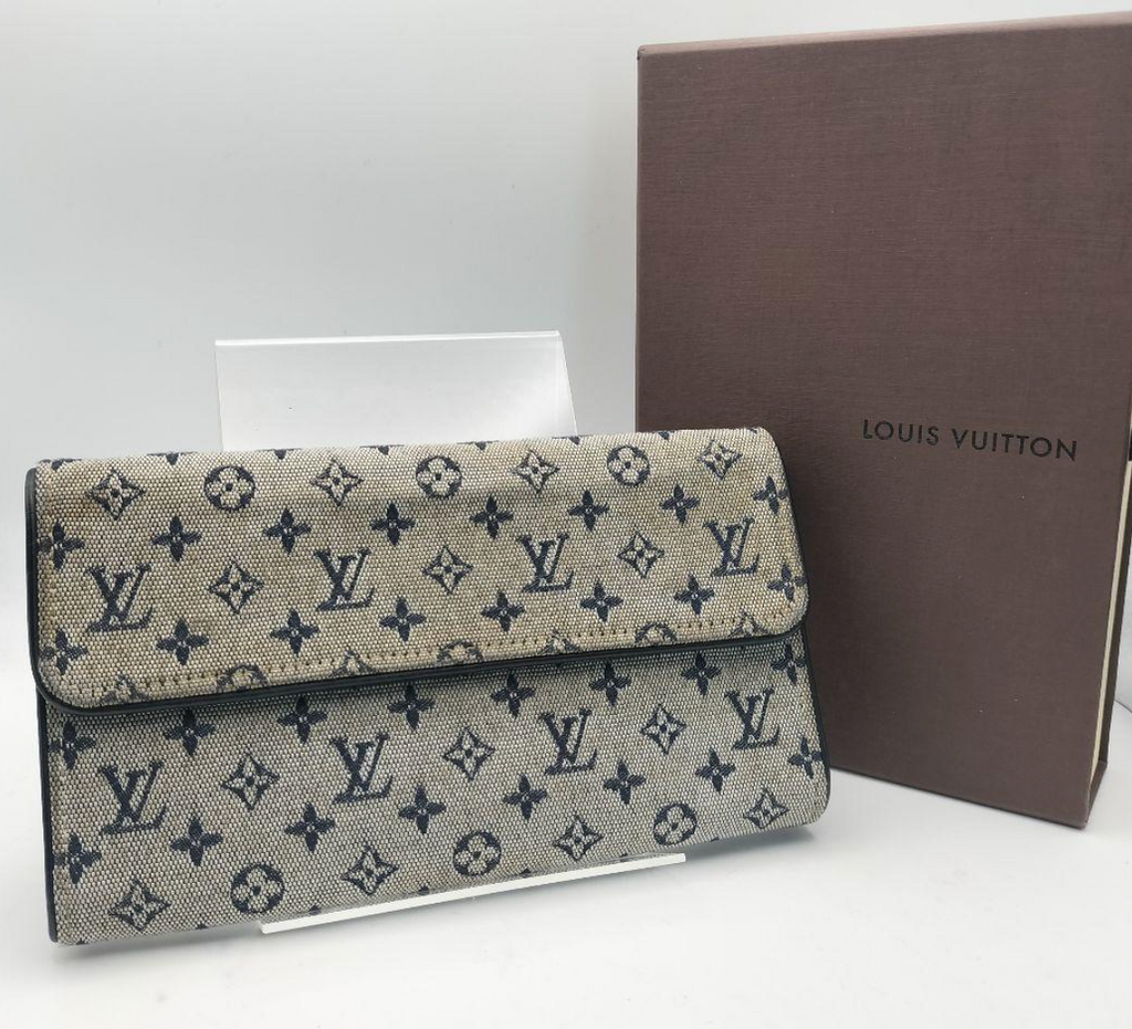 Louis Vuitton Portefeuille Long Bleu Marine – Cuir – Format Classique