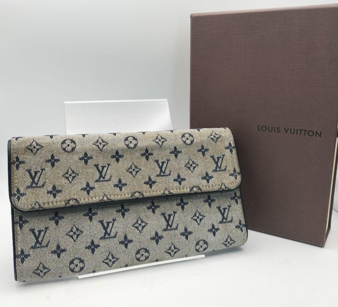 Louis Vuitton Portefeuille Long Bleu Marine – Cuir – Format Classique