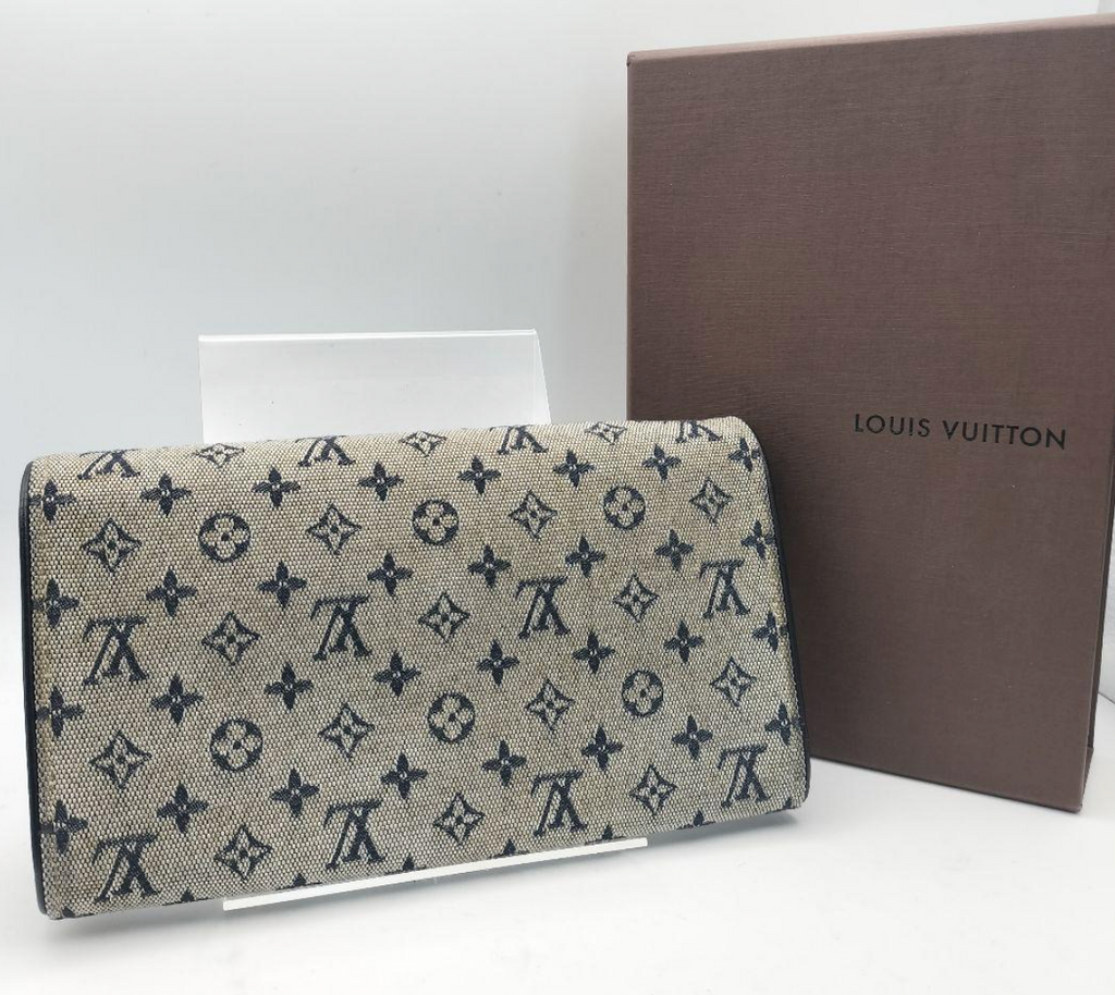 Louis Vuitton Portefeuille Long Bleu Marine – Cuir – Format Classique
