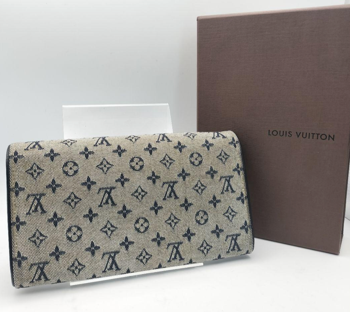 Louis Vuitton Portefeuille Long Bleu Marine – Cuir – Format Classique