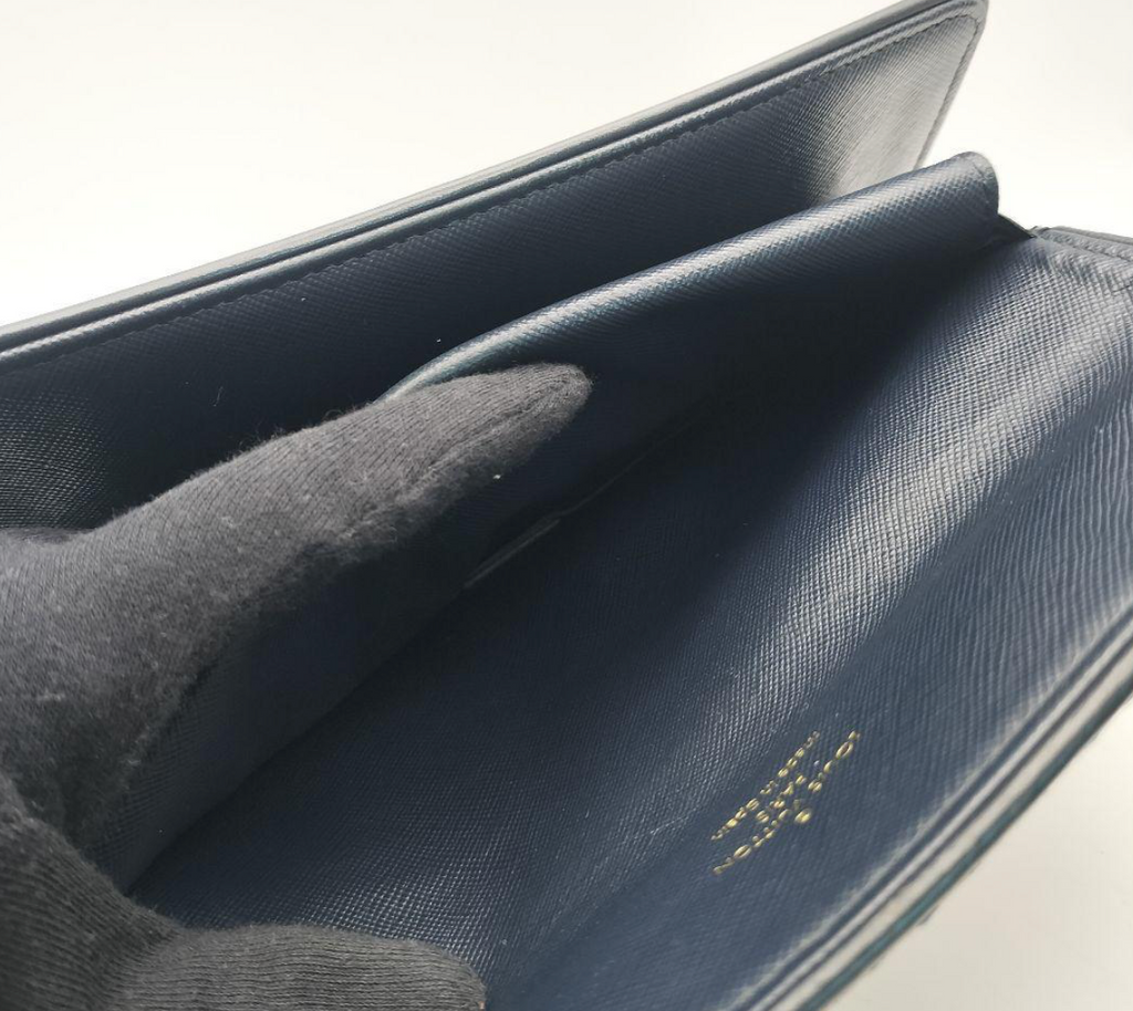 Louis Vuitton Portefeuille Long Bleu Marine – Cuir – Format Classique