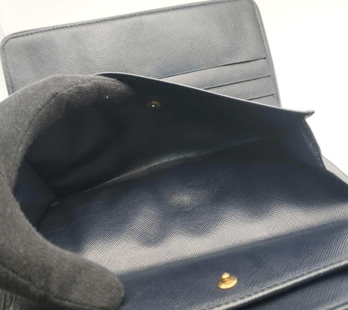 Louis Vuitton Portefeuille Long Bleu Marine – Cuir – Format Classique