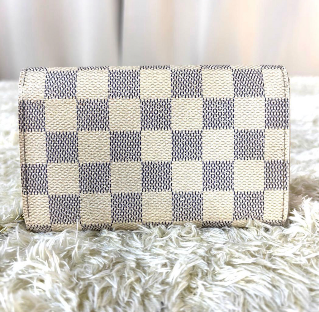 Louis Vuitton Portefeuille Trésor Damier Azur N61744 – Blanc – Compact – Bon État