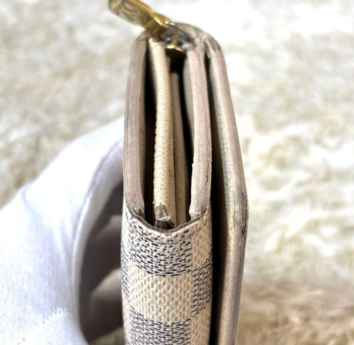 Louis Vuitton Portefeuille Trésor Damier Azur N61744 – Blanc – Compact – Bon État