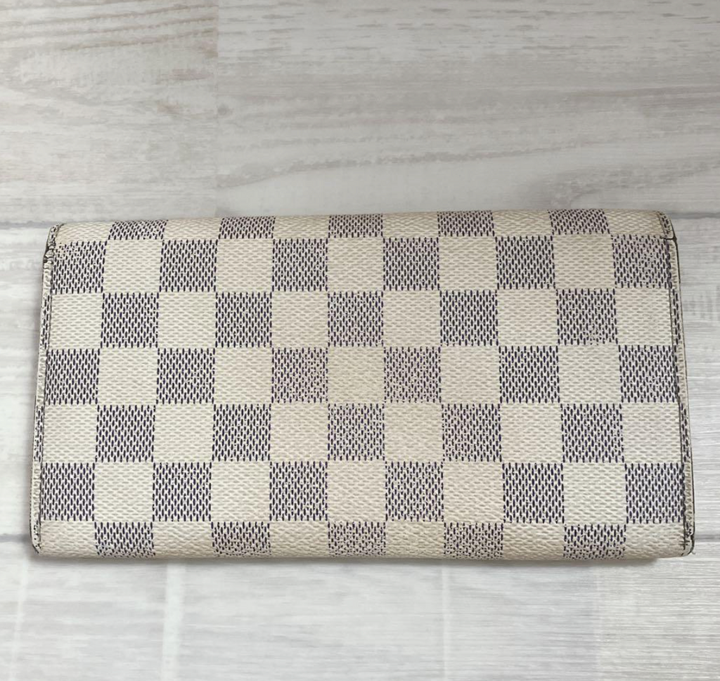 Louis Vuitton Portefeuille Sarah Damier Azur – Blanc – Portefeuille Long – Bon État