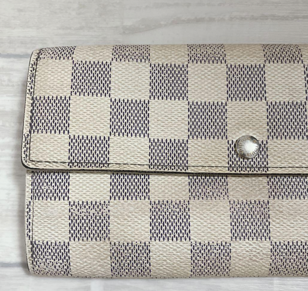 Louis Vuitton Portefeuille Sarah Damier Azur – Blanc – Portefeuille Long – Bon État