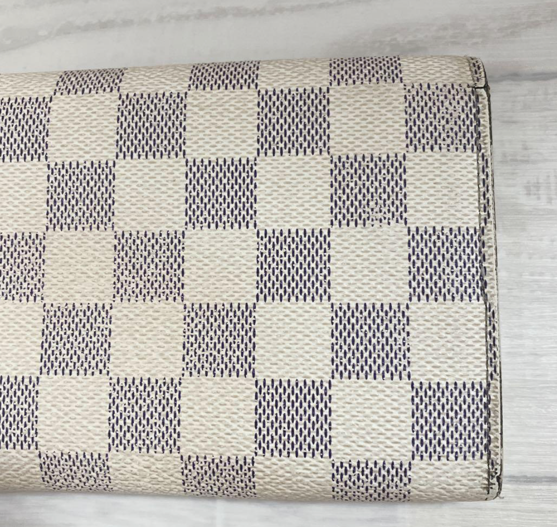 Louis Vuitton Portefeuille Sarah Damier Azur – Blanc – Portefeuille Long – Bon État