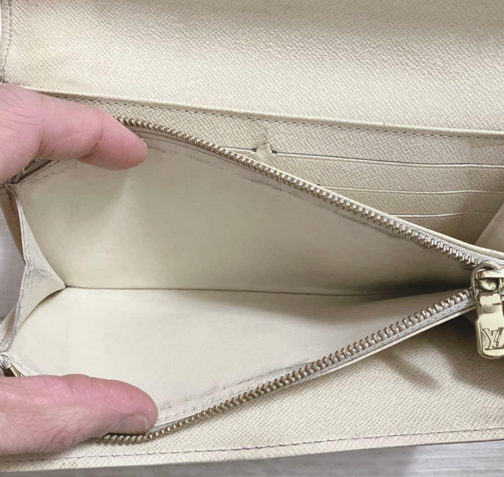 Louis Vuitton Portefeuille Sarah Damier Azur – Blanc – Portefeuille Long – Bon État