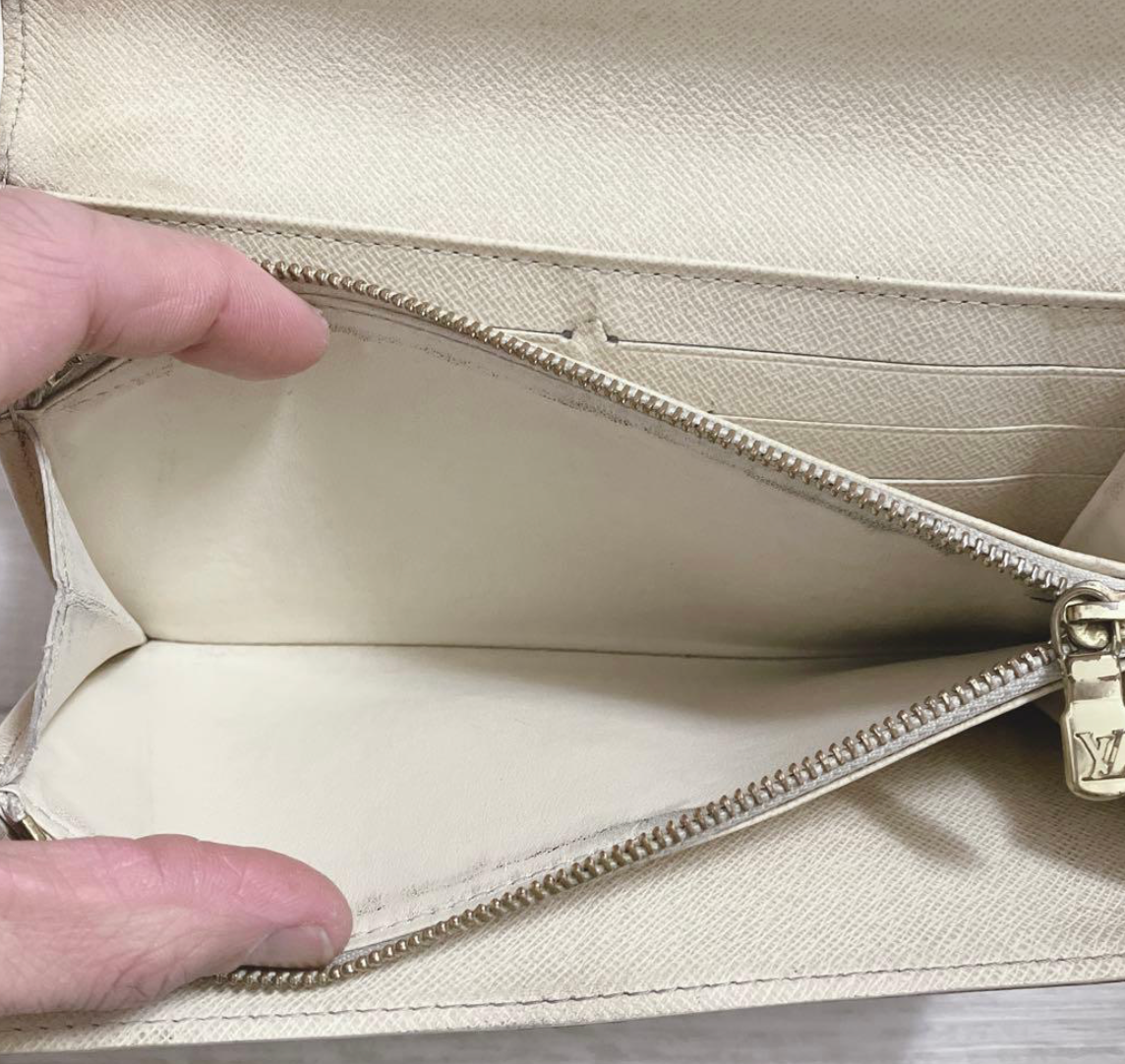 Louis Vuitton Portefeuille Sarah Damier Azur – Blanc – Portefeuille Long – Bon État