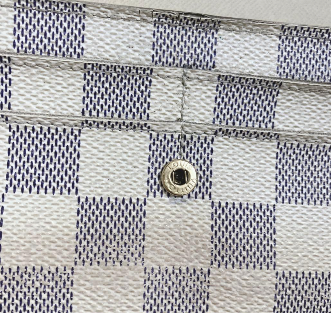 Louis Vuitton Portefeuille Sarah Damier Azur – Blanc – Portefeuille Long – Bon État