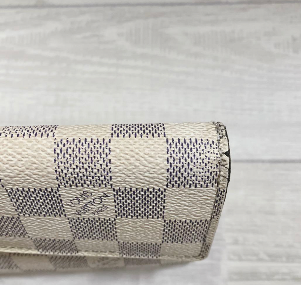 Louis Vuitton Portefeuille Sarah Damier Azur – Blanc – Portefeuille Long – Bon État