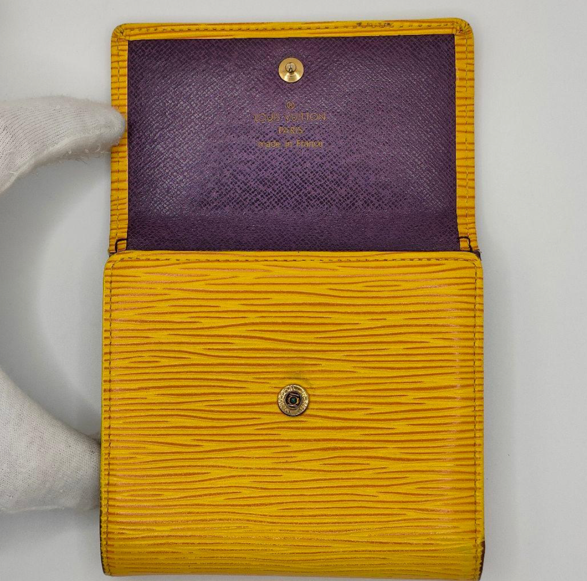 Louis Vuitton Portefeuille Épi Jaune (Tassili Yellow) – Compact – Cuir – Bon État