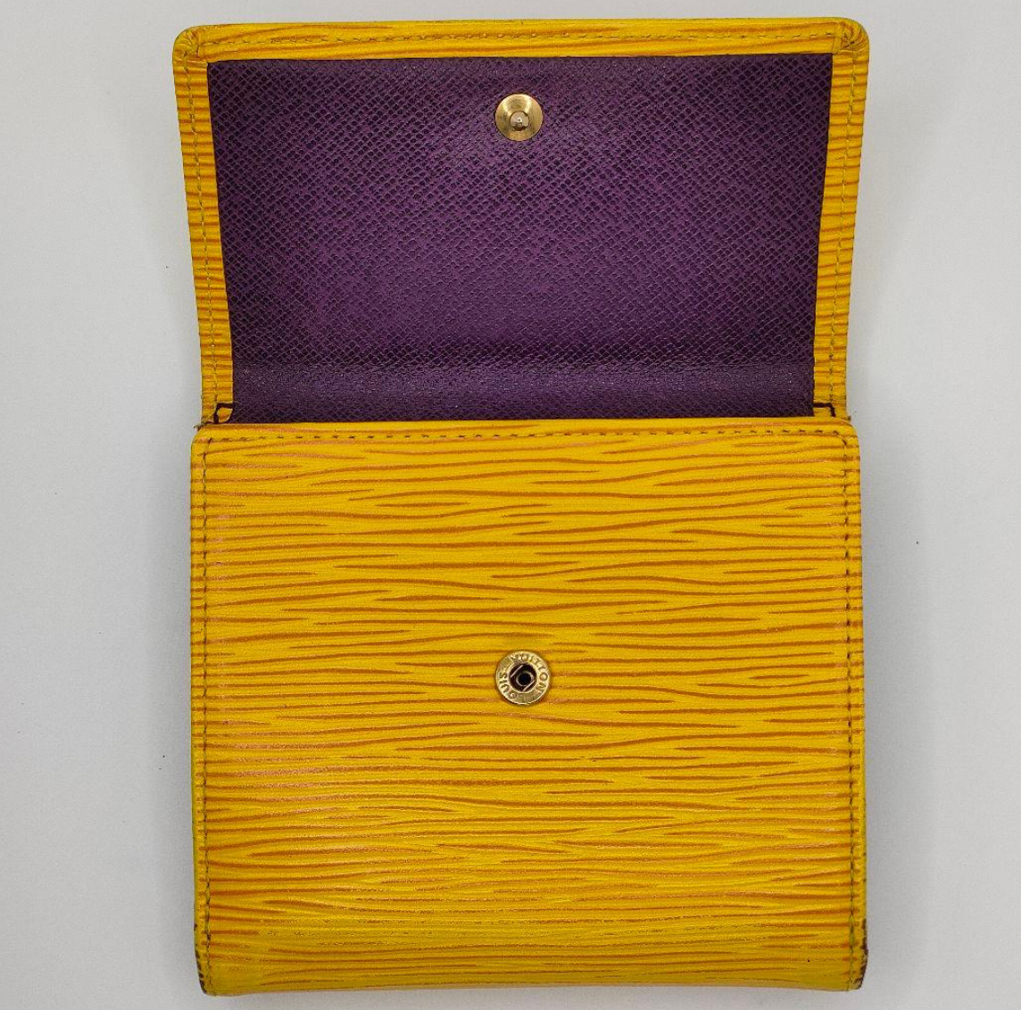 Louis Vuitton Portefeuille Épi Jaune (Tassili Yellow) – Compact – Cuir – Bon État